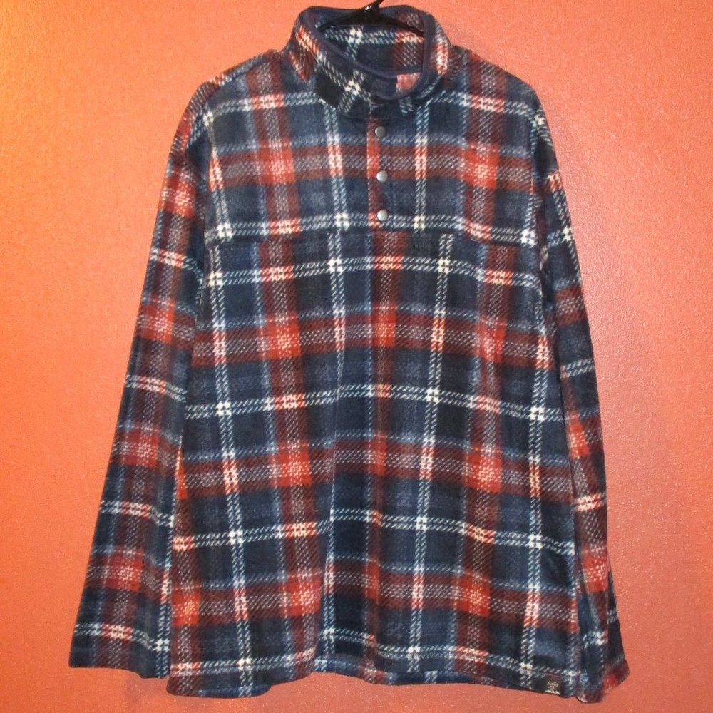 Jachs New York Shirt NEW Men Large Blue Orange White Warm Fun Fleece Shirt